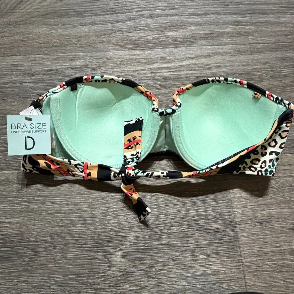 NEW Sundazed Black Push-up Underwire Bra Size 34D Bikini Top Swim Wear Tie Back - Picture 9 of 10
